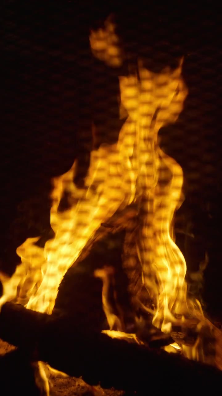 Fiamme di un braciere ardente. Formato verticale.