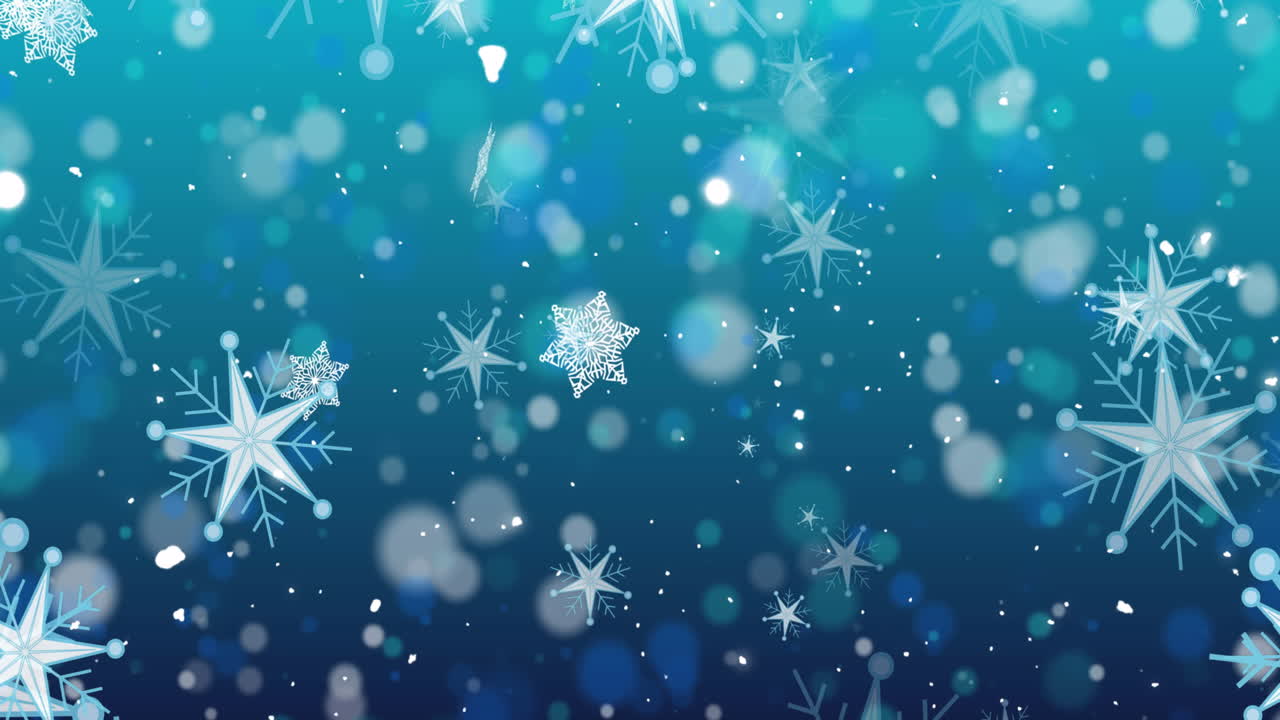 파란색 배경 에 내리는 크리스마스 눈 의 애니메이션