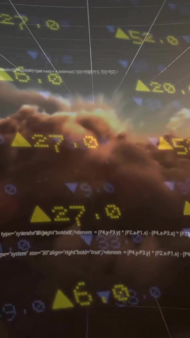 Animation of financial data processing over clouds background