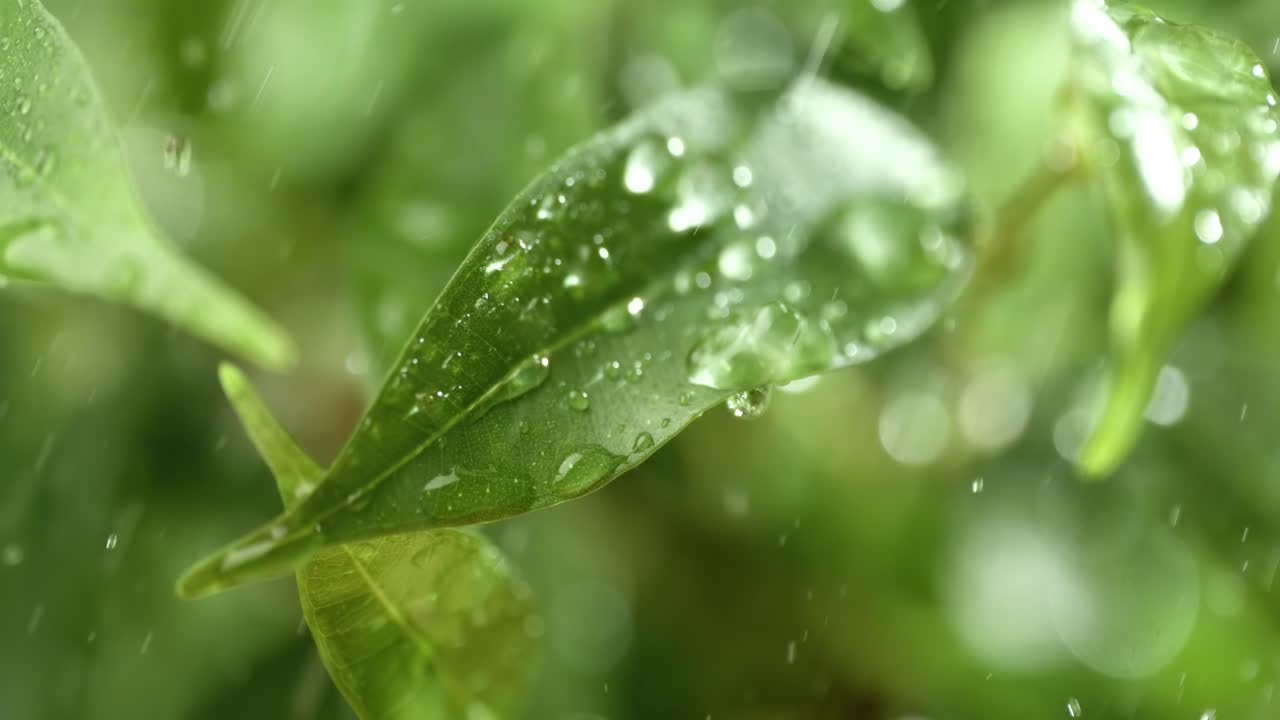 물방울이 있는 초록색 잎