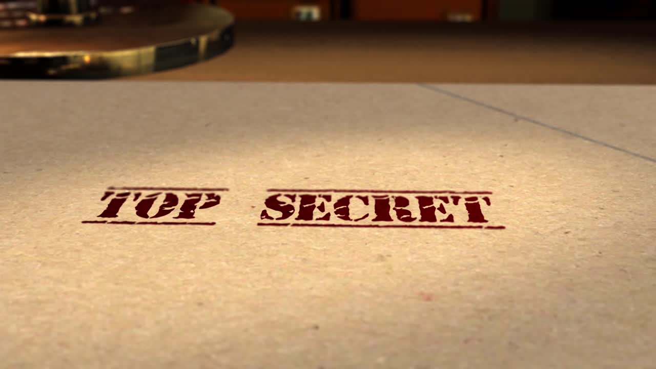 모션 그래픽 - 고무 스탬프 일급 비밀인 파일의 cgi 3d 애니메이션