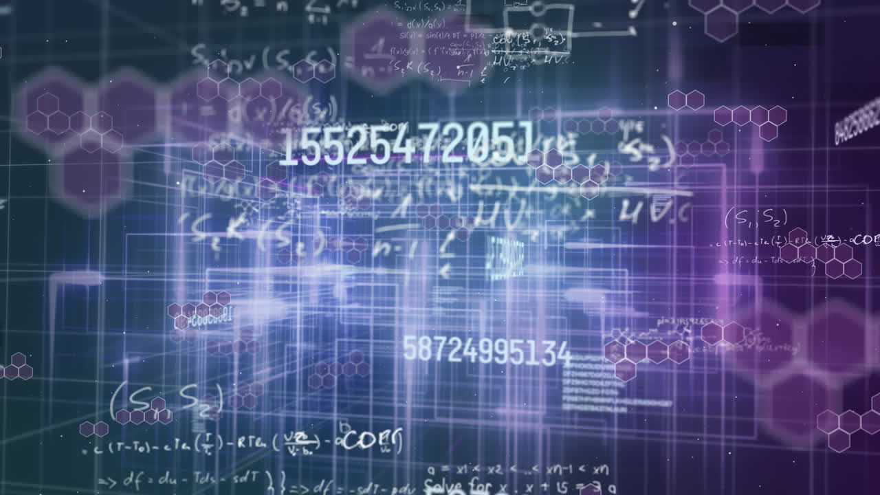 animación de números crecientes sobre fórmulas químicas y moléculas en el fondo