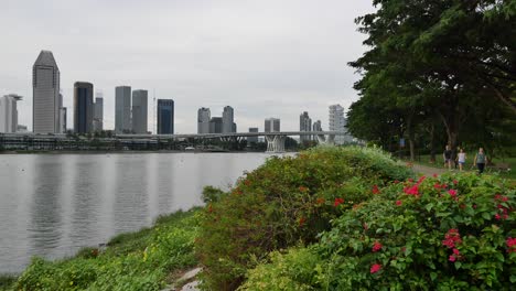 singapore cityscape with marina bay and gardens by the bay