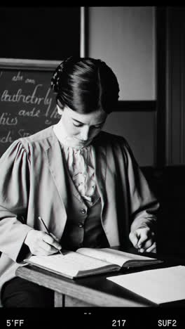 classroom scene - black and white