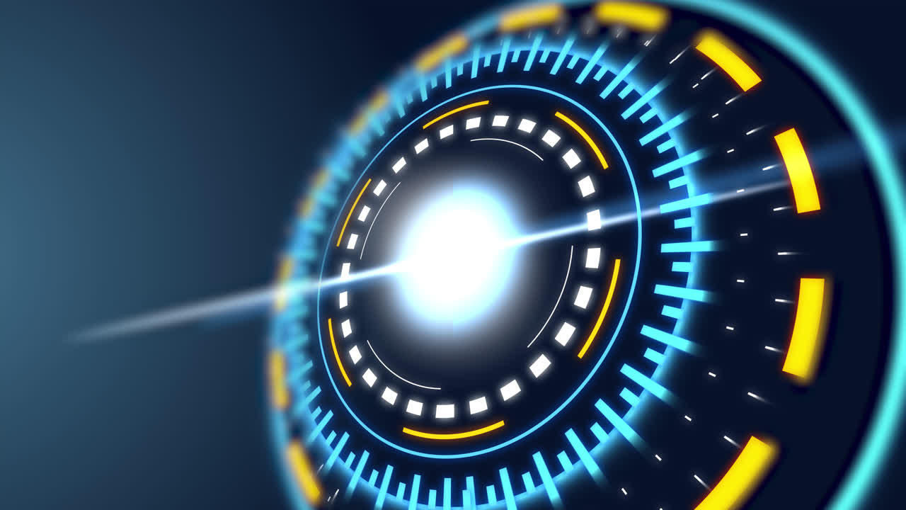 Futuristic Glowing Circular Interface with Light Rays