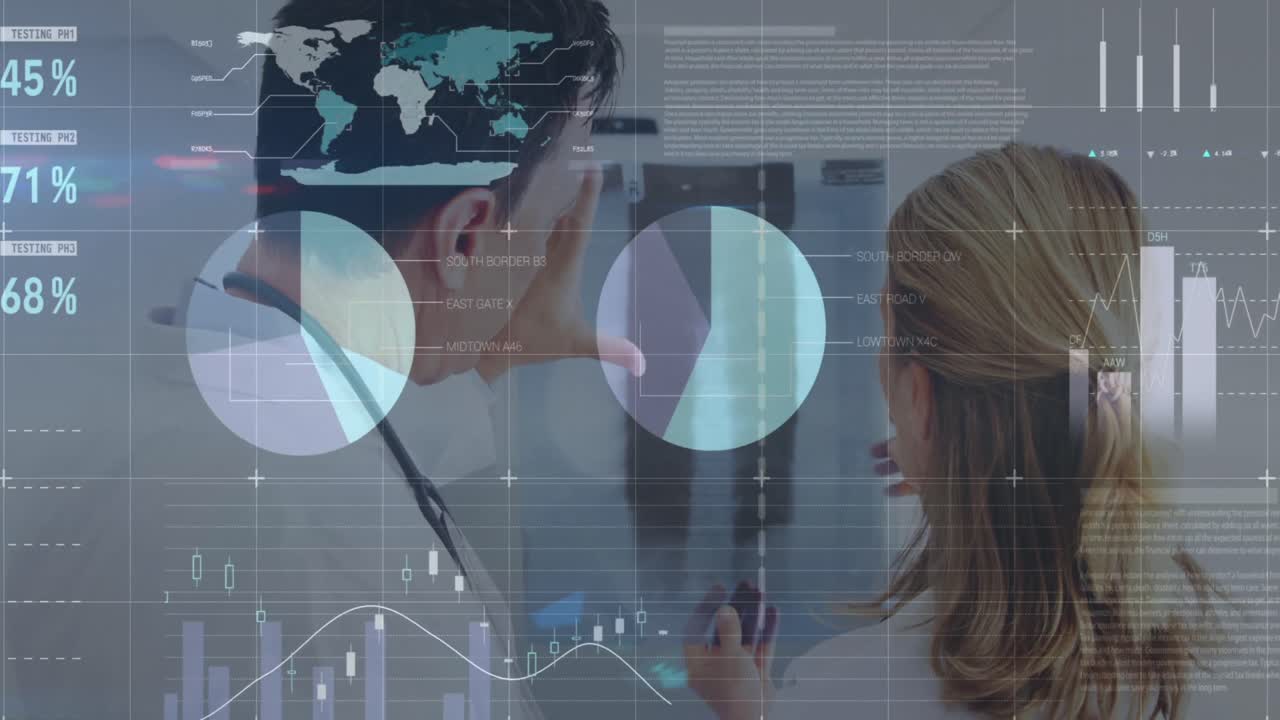 animación de las estadísticas y el procesamiento de datos sobre diversos médicos