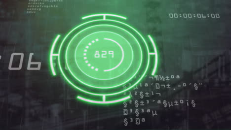 green radar screen and numerical data processing animation over dark background