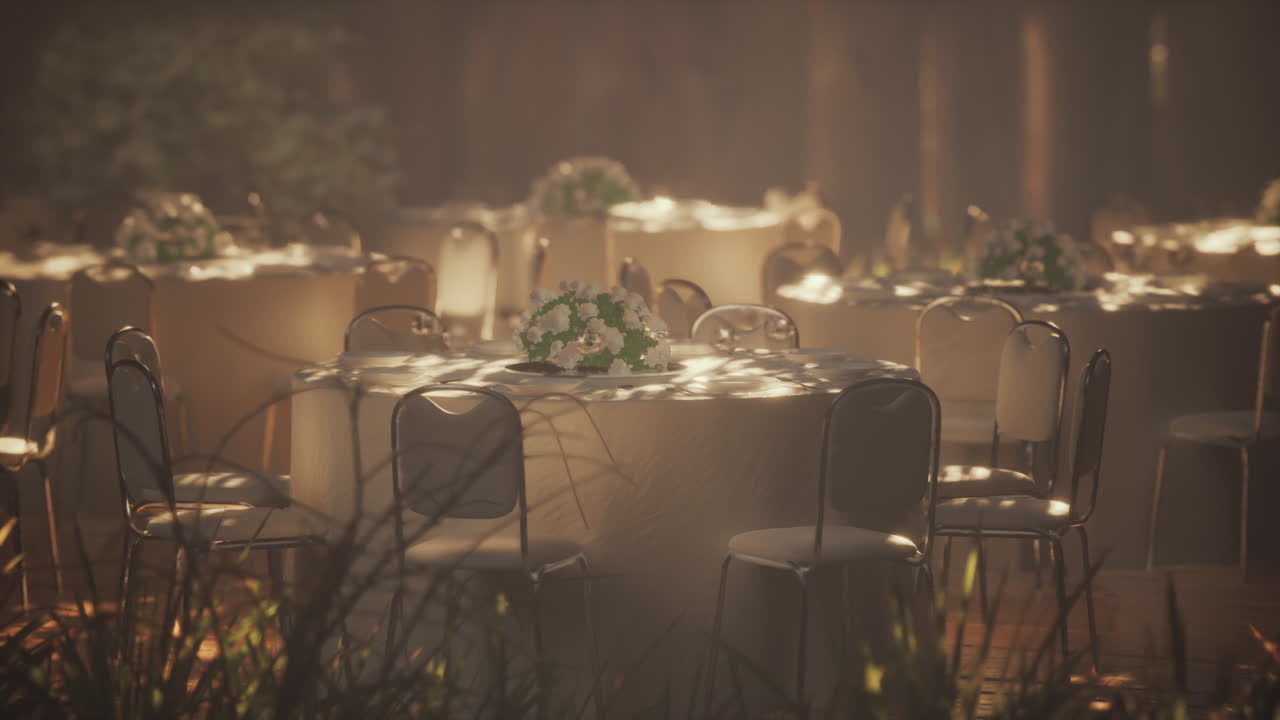 decoración elegante de recepción de bodas al aire libre