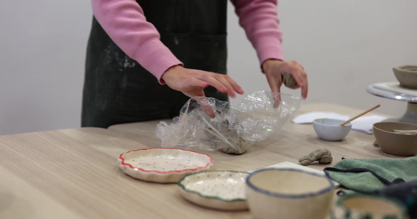 Potter Preparing Clay for Sculpting in Studio