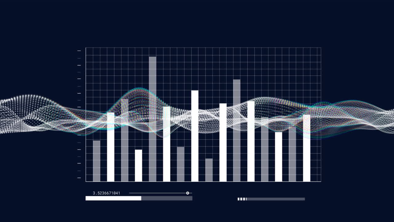 Animation of waves and graphs on navy background