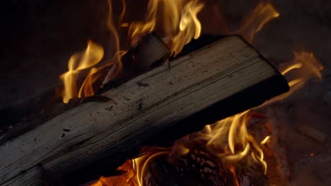 primer plano, leña ardiendo en cámara lenta