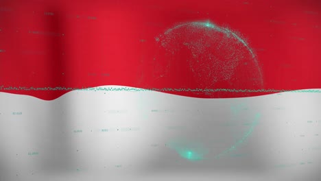 animación del procesamiento de datos sobre la bandera de indonesia