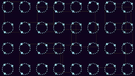 Spiraling loop of interconnected circles creates intricate pattern