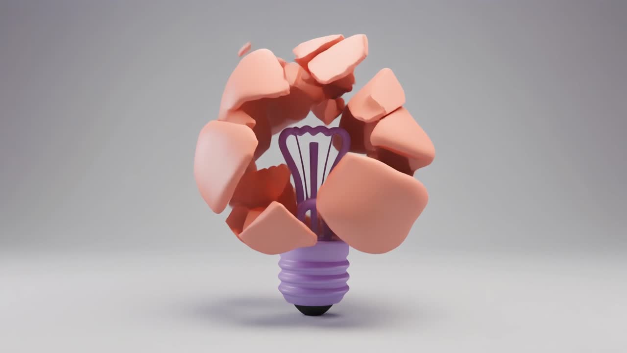 Lampadina color pastello che si frantuma per rivelare il filamento interno