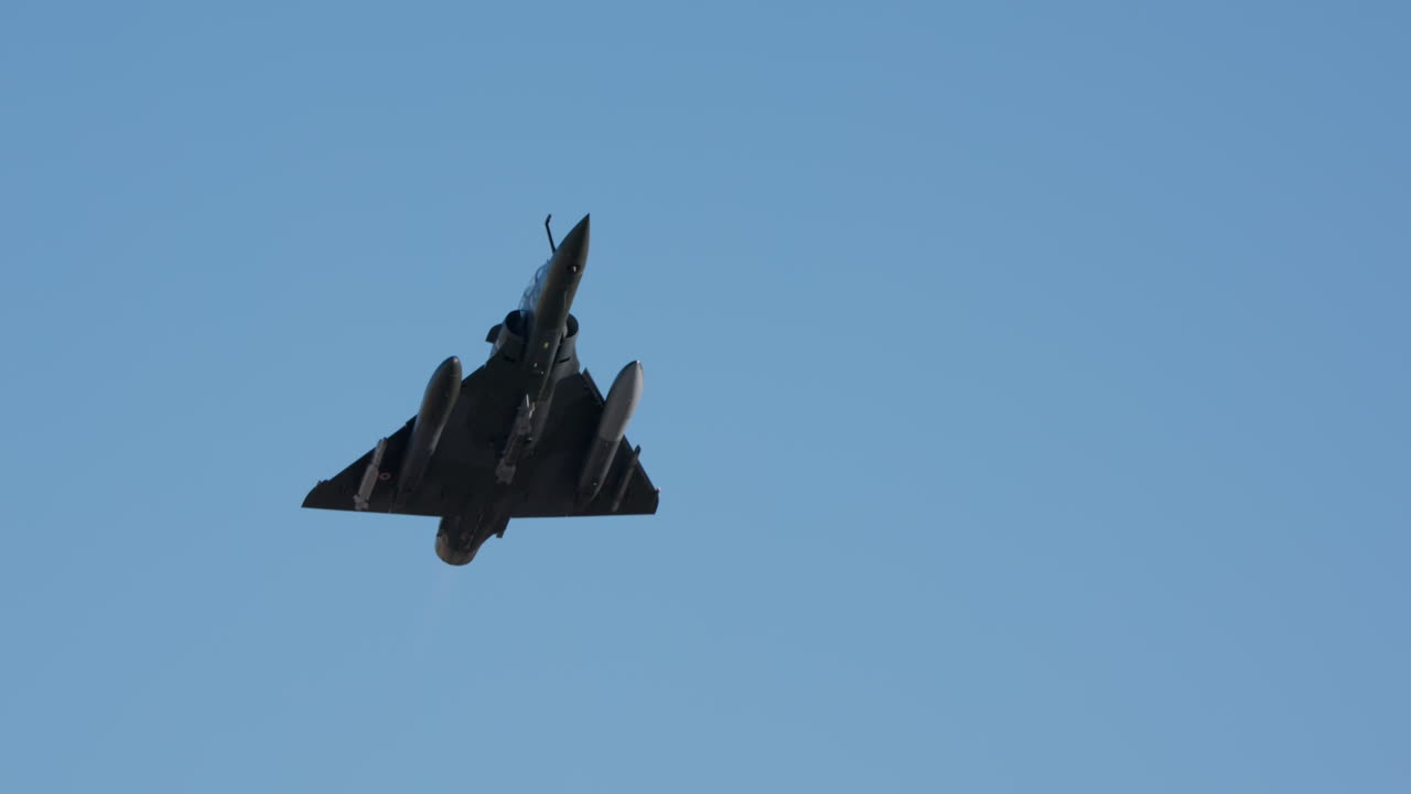 Military Fighter Jet Flying in Clear Blue Sky