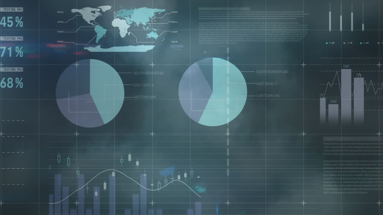 animación del procesamiento de estadísticas sobre nubes y cielo