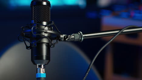 close up shot of podcast microphone used to record internet show