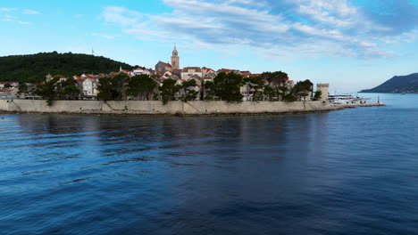 croatian island in the adriatic sea. korcula medieval town in croatia. aerial shot