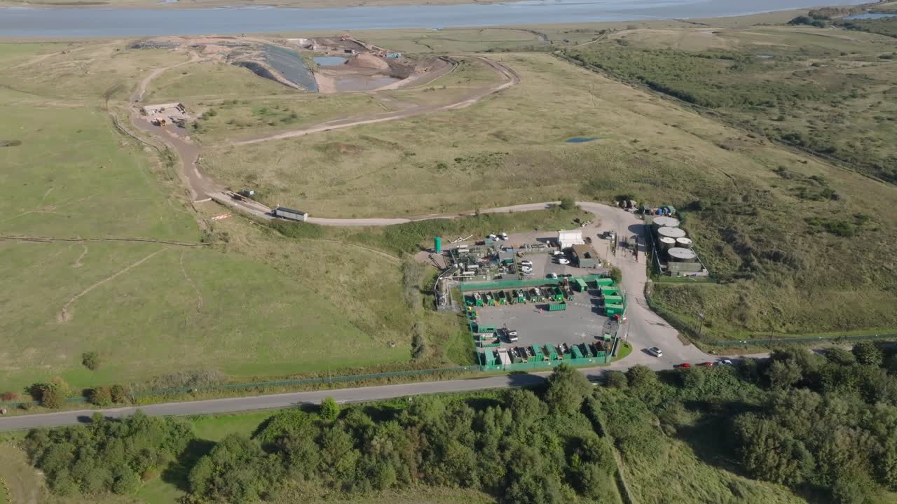 Aerial View Of Whole Landfill And Recycling Site With River Wyre In View. Jameson Road Landfill And Recycling Site, Fleetwood, UK