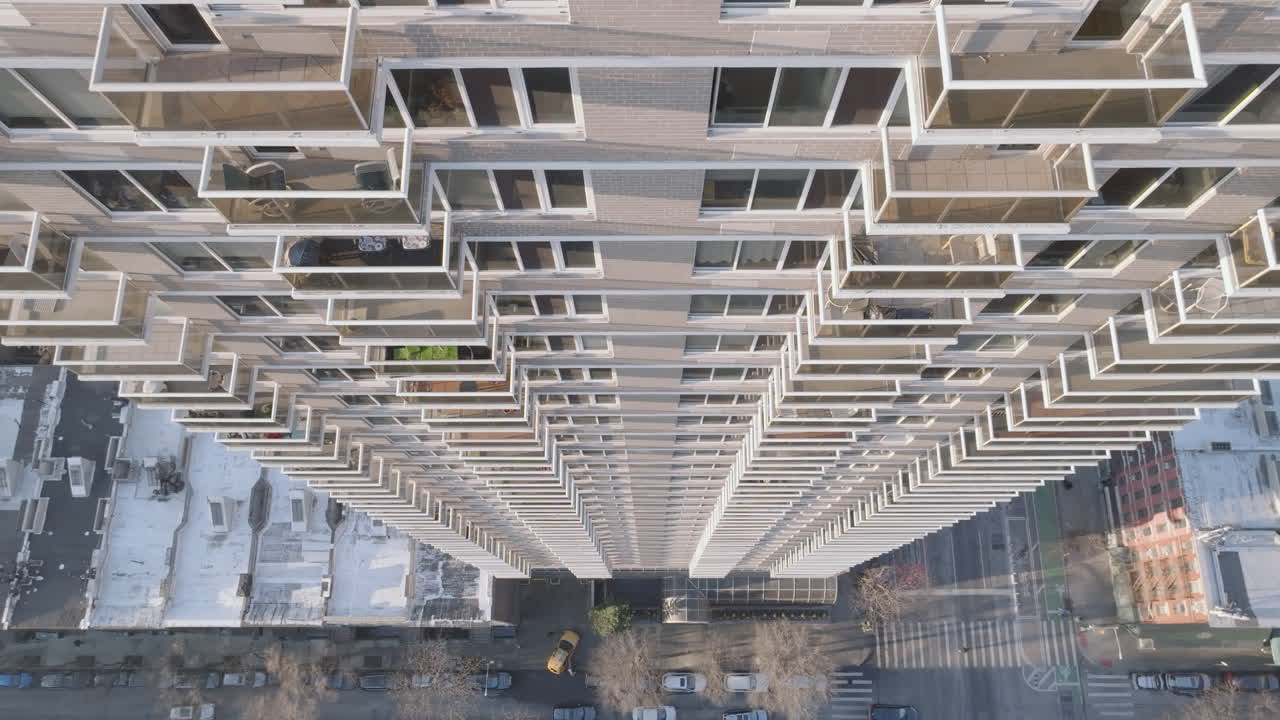 Aerial view of an apartment building in New York City. Shot on Manhattan’s Upper East Side.
