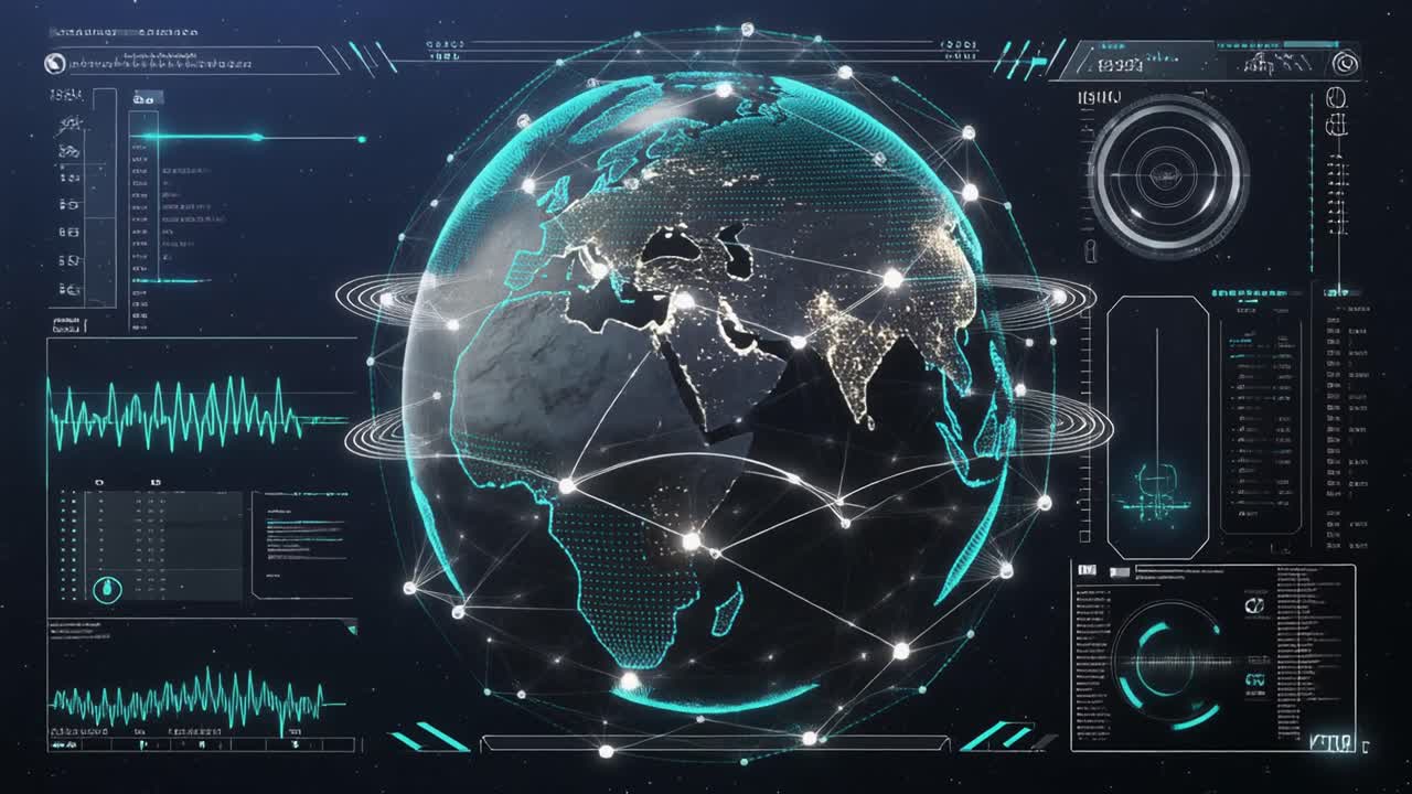 Digital Earth Globe with Global Network and Data Interface