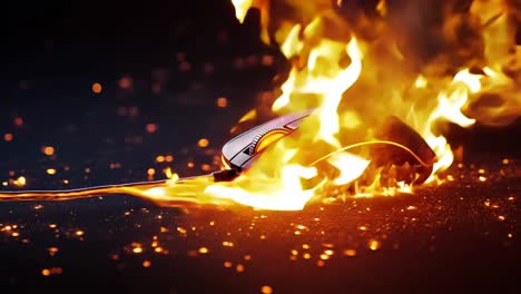 a close up of a fire burning on a black background