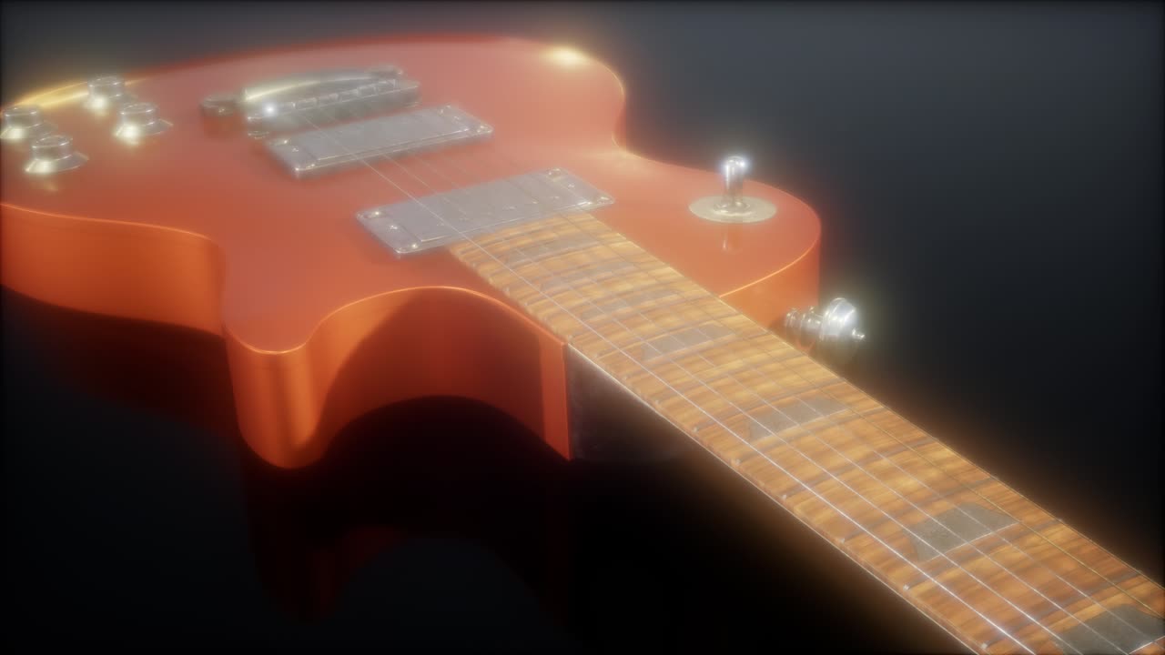 밝은 불빛으로 어두운 곳에서 전기 기타