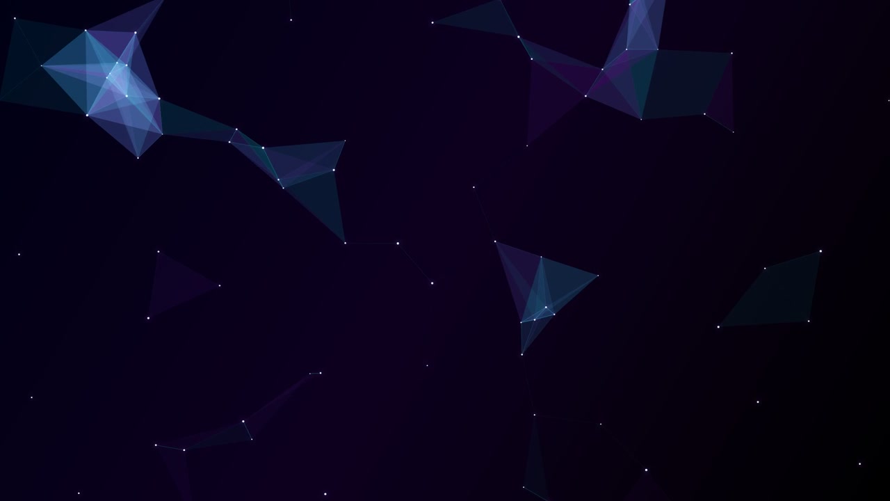 Abstract Digital Network Connection with Floating Geometric Polygons