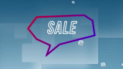 animación del texto de venta en la burbuja de habla retro