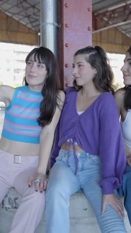 Three Young Women Enjoying a Casual Day Outdoors