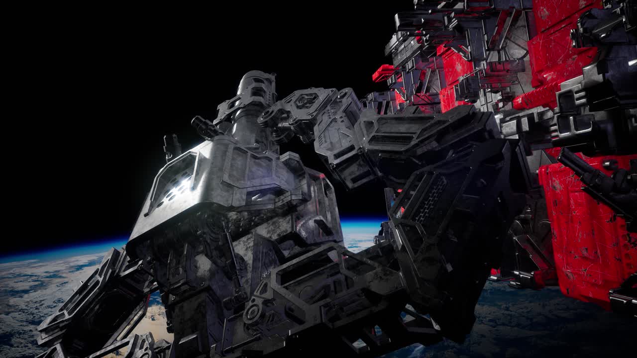 volando una estación espacial animada