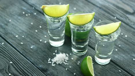 served glass shots with tequila