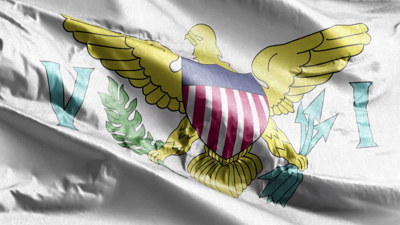 버진 아일랜드 미국 섬유 발이 바람에 흔들리고 버진 아일랜드의 발은 바람에 휘어지고, 직물 섬유 조직은 완전히 채우고, 배경은 10 초 루프입니다.