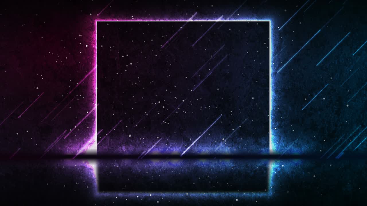 푸른 보라색 네온 레이저 사각형 프레임 기술 그런지 모션 배경