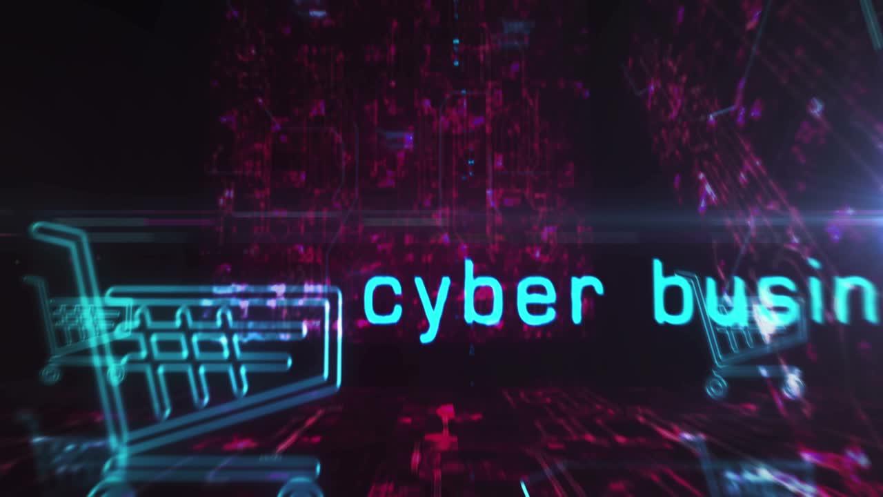 Shopping cart icon online commerce and business symbols loop cyber concept