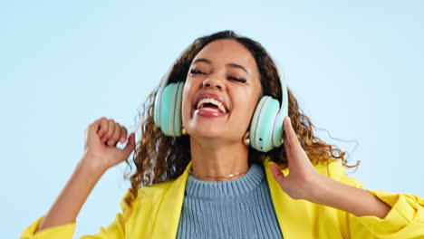 singing, woman and dance with headphones in studio