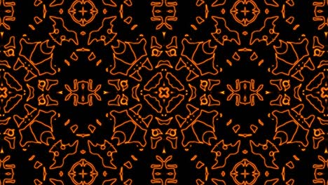 fondo de patrón sin costuras geométrico naranja abstracto. rayas abstractas bucle de caleidoscopio. rápido psicodélico colorido kaleidoscopio vj fondo. discoteca fondo de movimiento abstracto. efecto caleidoscope