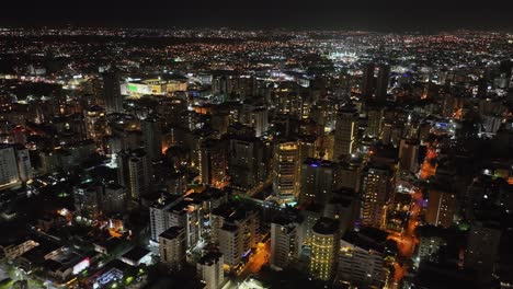 santo domingo town center illuminated at night, dominican republic