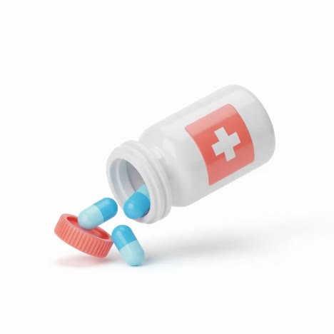 medicine bottle with spilled capsules