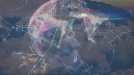 Animation-Des-Netzwerks-Von-Verbindungen-über-Schnellen-Verkehr-Und-Den-Globus