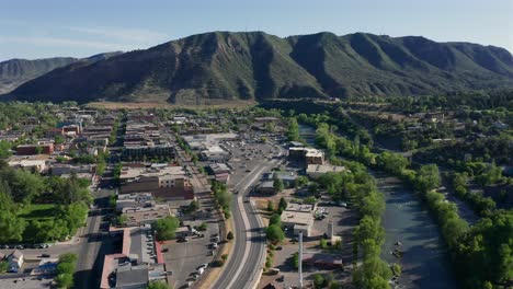 Aerial-view-of-downtown-Durango-Colorado-alongside-the-Animas-river