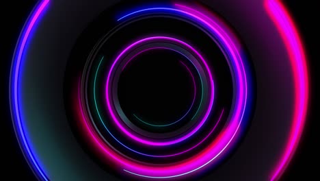 abstract seamless loop of 3d render neon circle. círculos de neón azules y púrpuras abstracto futurista de fondo de movimiento de alta tecnología loop seamless. video animación 3d ultra hd 4k.