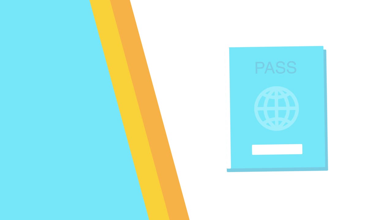 4k video of cartoon blue passport design.
