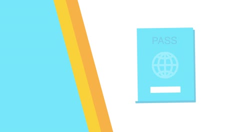 4k video of cartoon blue passport design.