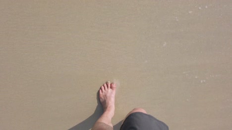 Summer-video-4k-of-Step-walking-on-the-white-sand-beach-in-sunshine-daytime-with-white-sand-beach-and-clear-blue-sky-in-50fps-4k-UHD-video