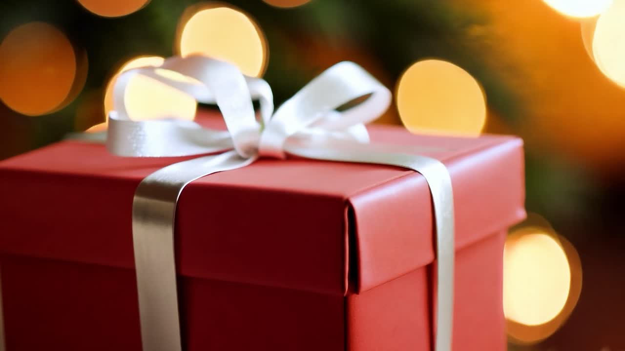caja de regalo roja con cinta blanca