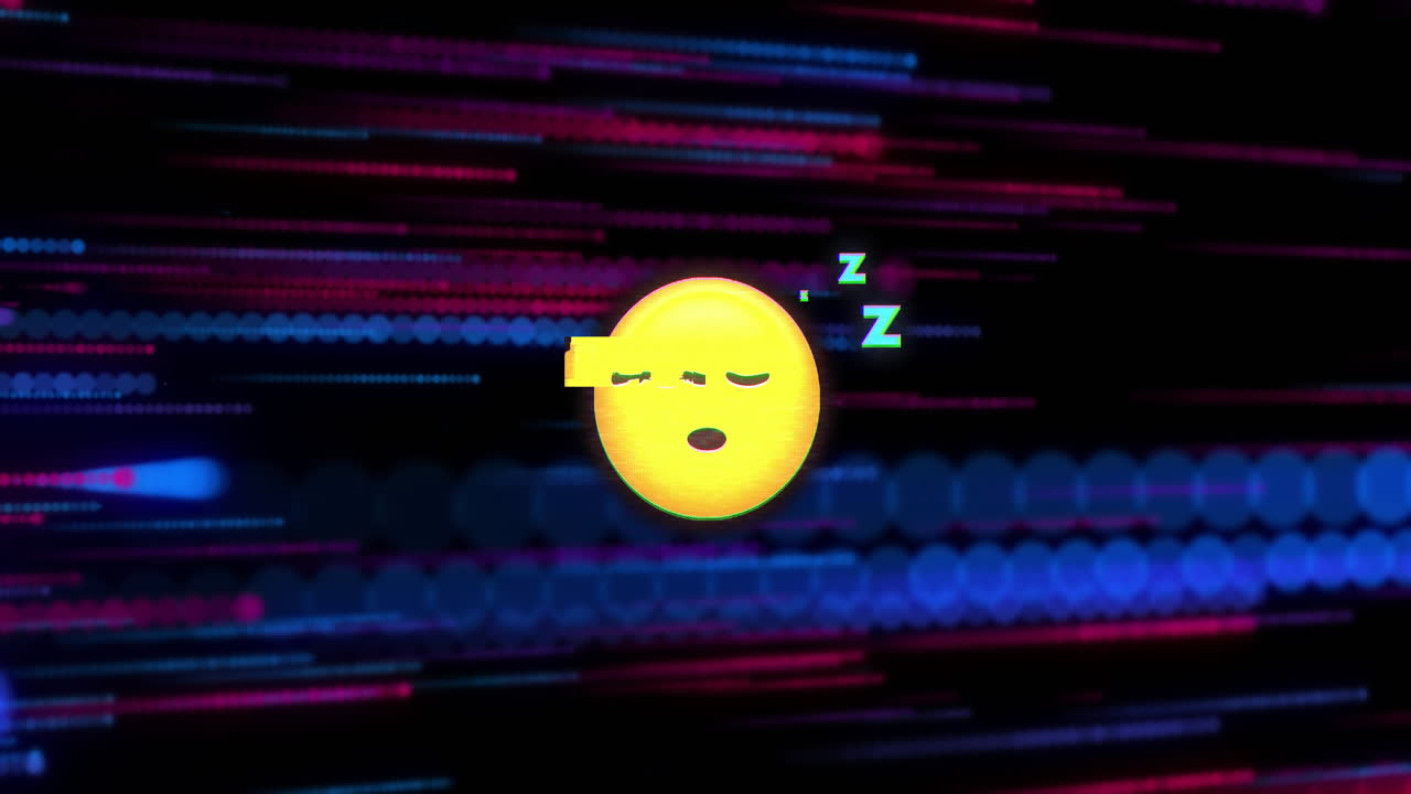 Animation of emoji icon over blue and red spots