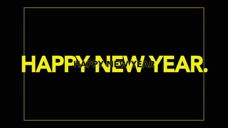 texto moderno de feliz año nuevo en el marco en gradiente negro