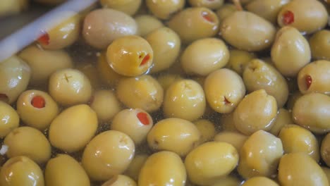 close-up of green olives