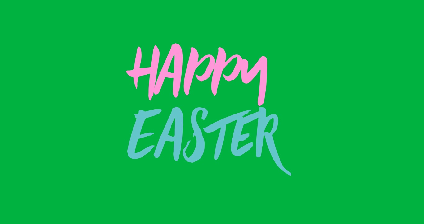Animazione digitale di un banner con il testo 'buona Pasqua' su sfondo trasparente